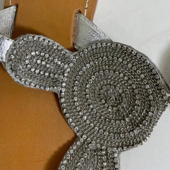 Matisse Leather Silver Rhinestone Sandals Thong Slip On Women's Size 8 US - Picture 7 of 10